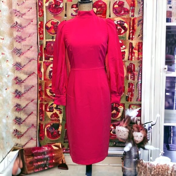 Sergio Hudson Barbie Pink Balloon Sleeve‎ Sheath Pencil Dress Size XS - Picture 7 of 7